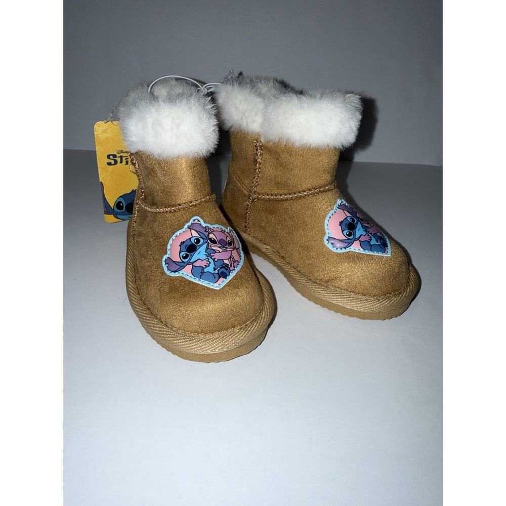 Disney Stitch & Angel Winter Boots Size 6 Toddler Faux Fur Brown Snow Cold NWT